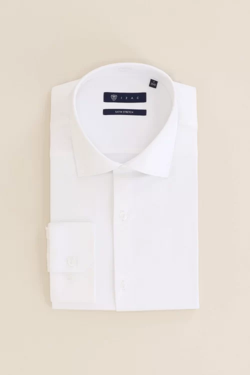 Chemise ville satin de coton écrue