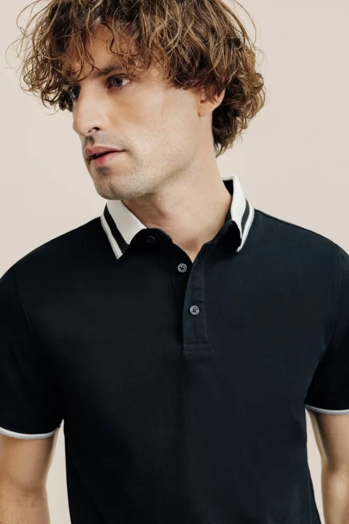Polo col boutonné noir
