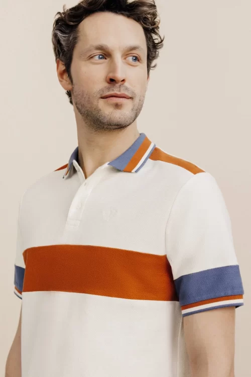 Polo boutonné à bandes